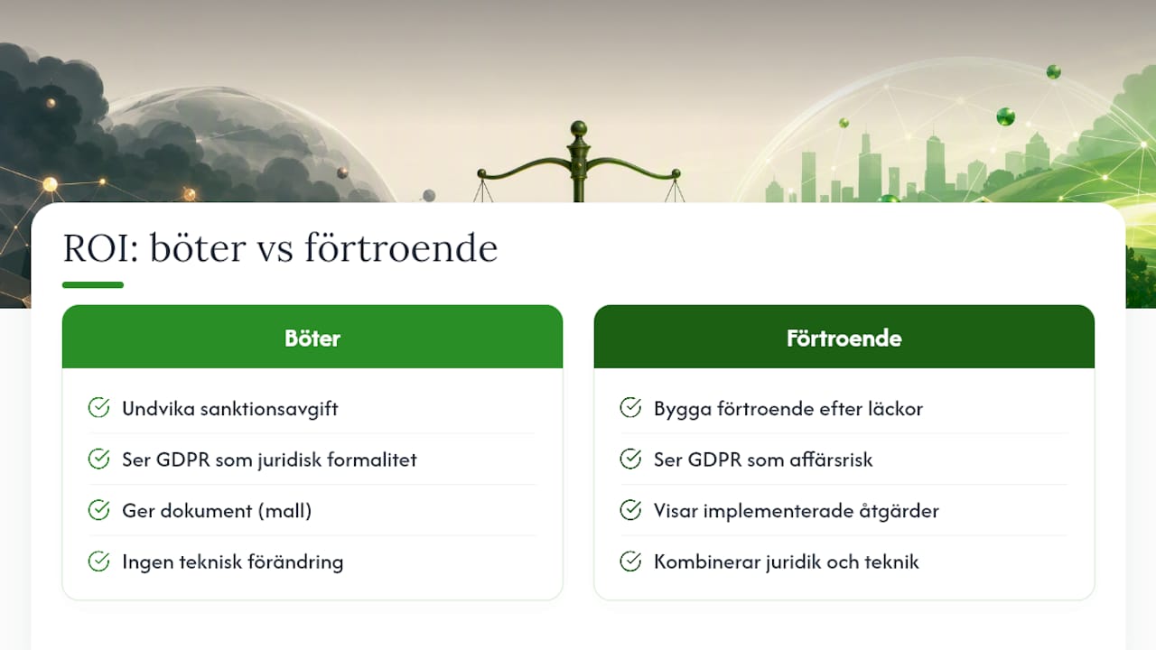 Konsultens ROI ligger inte i böterna, den ligger i förtroendet — overview diagram
