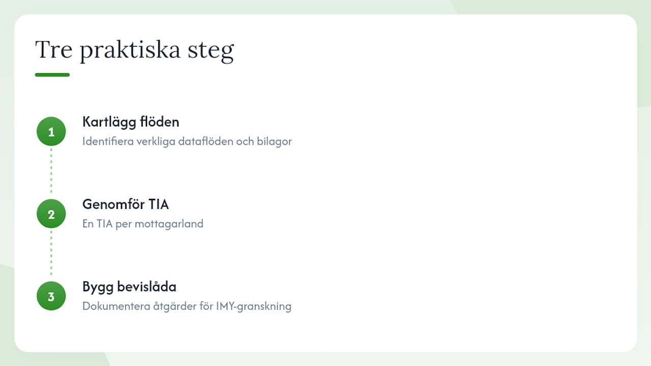 Tre steg för att granska överföringar till tredjeland