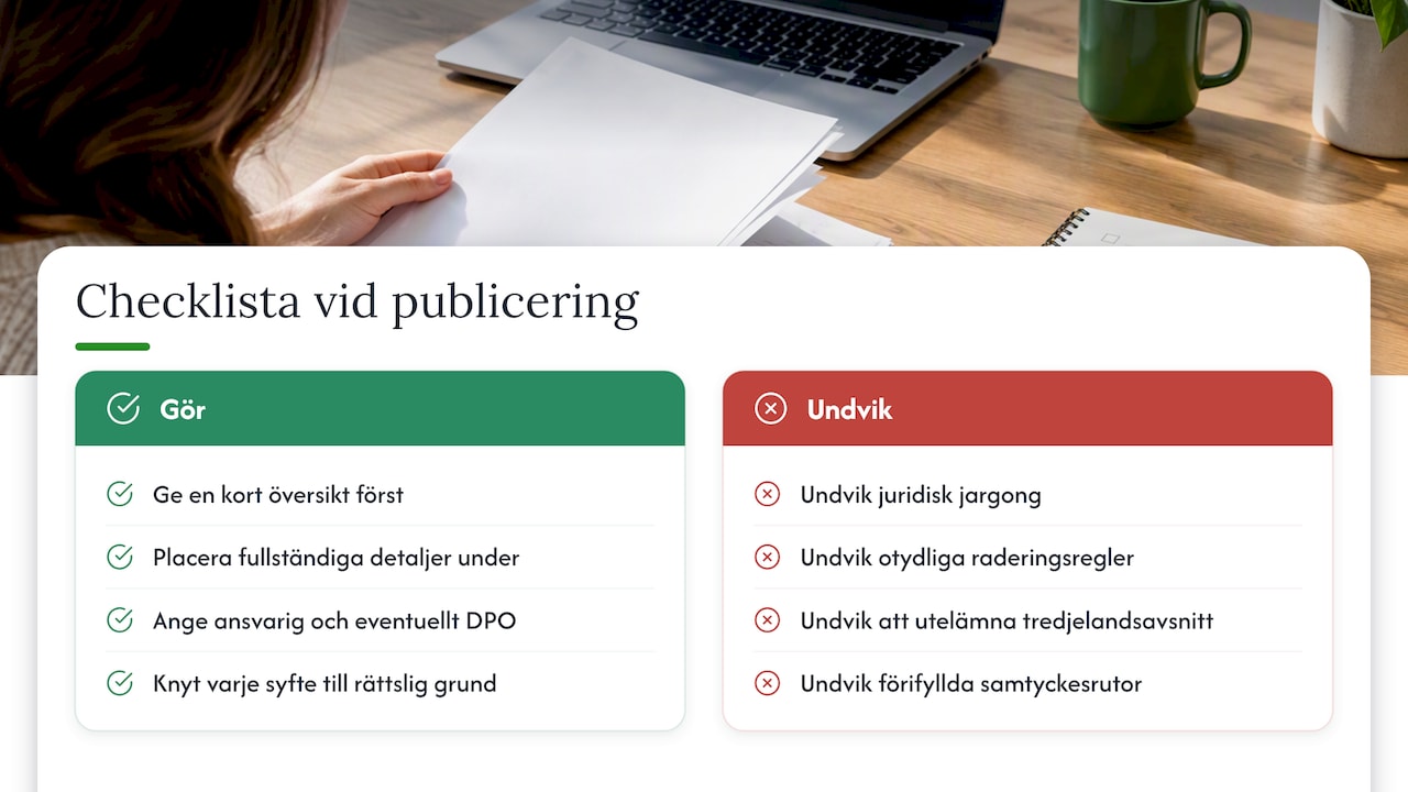 Vanliga misstag och en checklista inför publicering — overview diagram