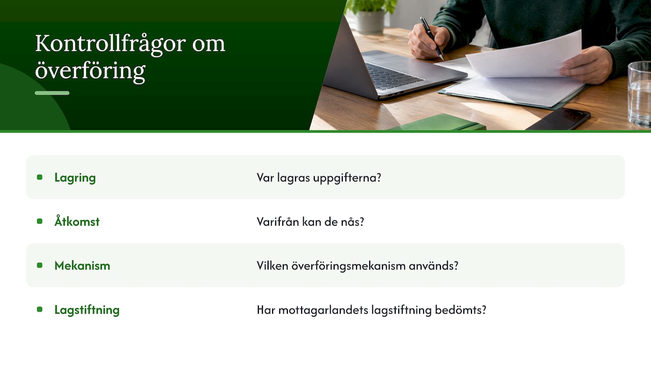 Fyra kontrollområden för tredjelandsöverföring